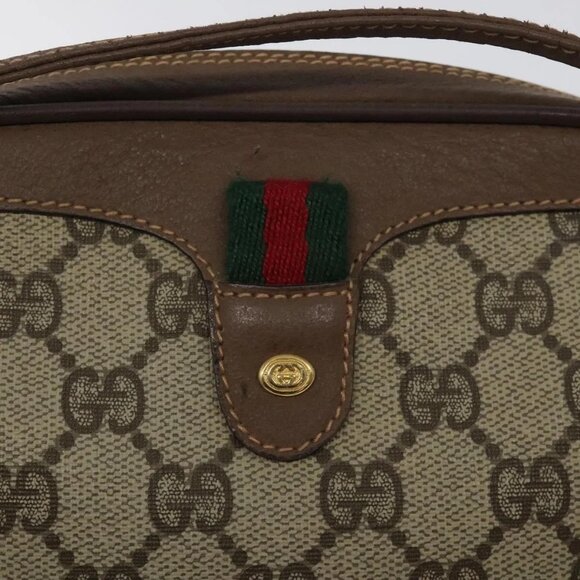 GUCCI GG Supreme Web Sherry Line Shoulder Bag PVC Beige Auth - Picture 13 of 16